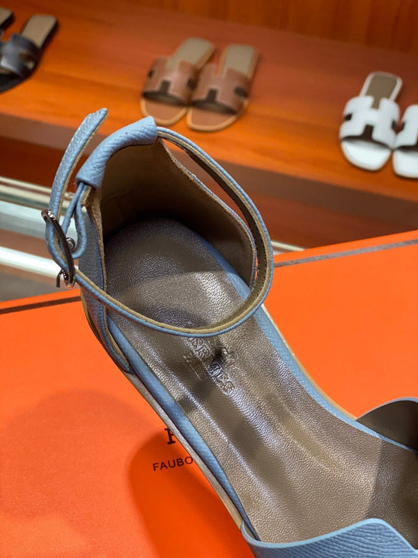 SANDALO SANTORINI IN PELLE DI VITELLO ZAFFIRO