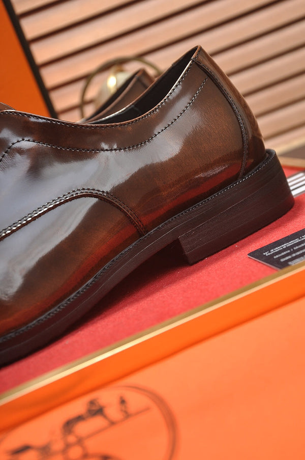 SCARPE ALLACCIATE HM BUSINESS IN PELLE DI VITELLO CARAMELLO