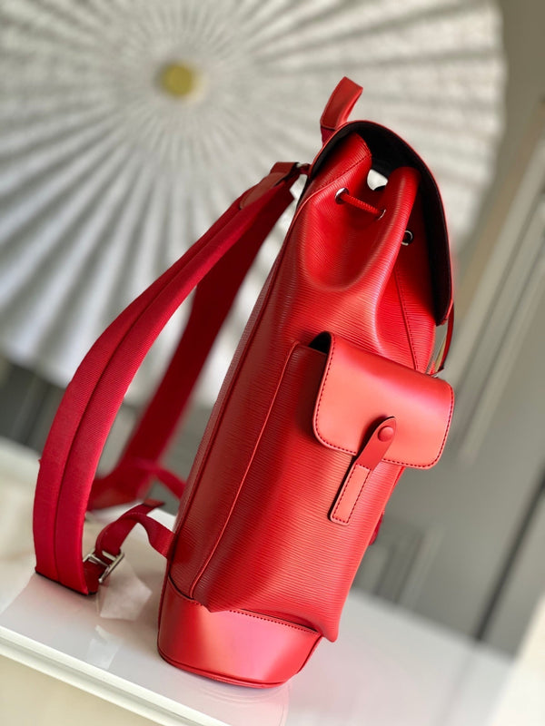 ZAINO PICCOLO LV x SUPREME CHRISTOPHER 47 IN PELLE DI VITELLO EPI ROSSA