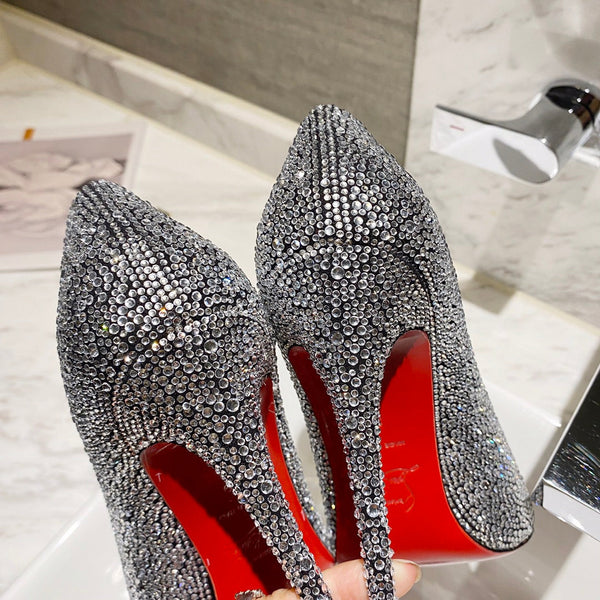 CL Strass Degrade Pumps 100mm Suede Black