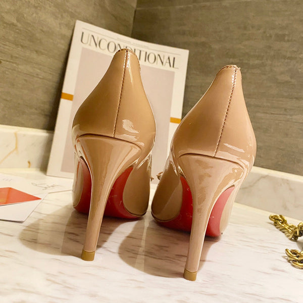 CL Simplenodo Bow Pumps 85mm Patent Leather Nude