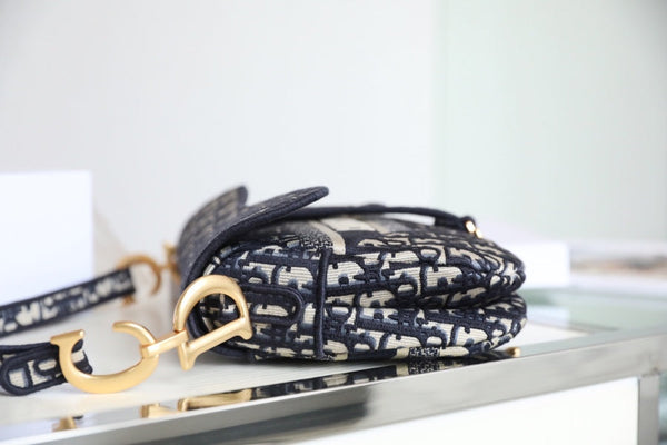 CD Oblique Saddle Bag Blue Canvas