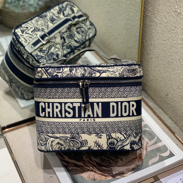 diortravel vanity 25 blue embroidery canvas