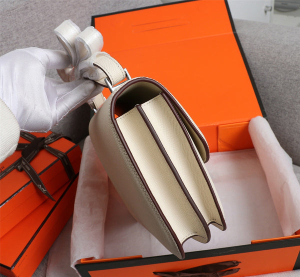 HM CONSTANCE BAGS 19 CREAM EPSOM SILVER HARDWARE