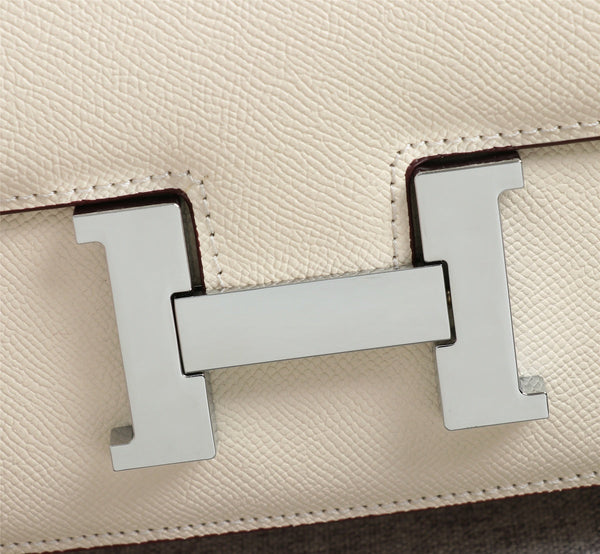 HM CONSTANCE BAGS 22 CREAM EPSOM SILVER HARDWARE