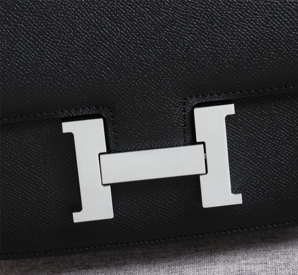 HM CONSTANCE BAGS 19 BLACK EPSOM SILVER HARDWARE