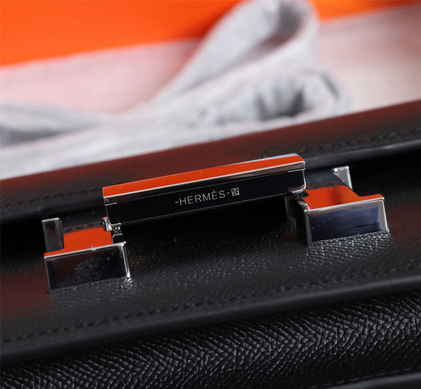 HM CONSTANCE BAGS 19 BLACK EPSOM SILVER HARDWARE