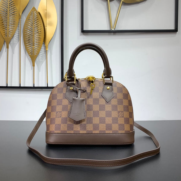 ALMA INTRECCIATO BB 23 IN TELA DAMIER EBENE MARRONE FIBBIA ORO