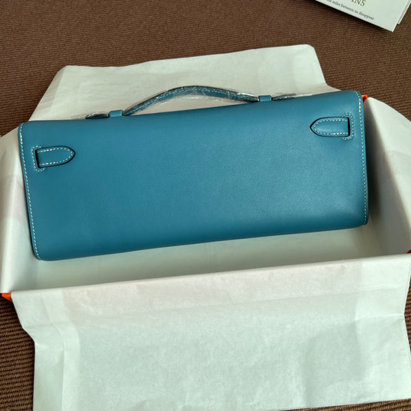 HM Kelly Cut 31cm Light Blue Swift Leather Ghw