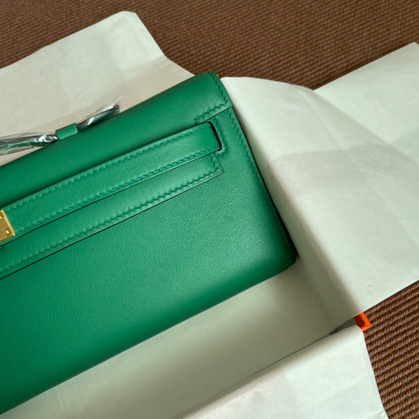 HM Kelly Cut 31cm Green Swift Leather Ghw