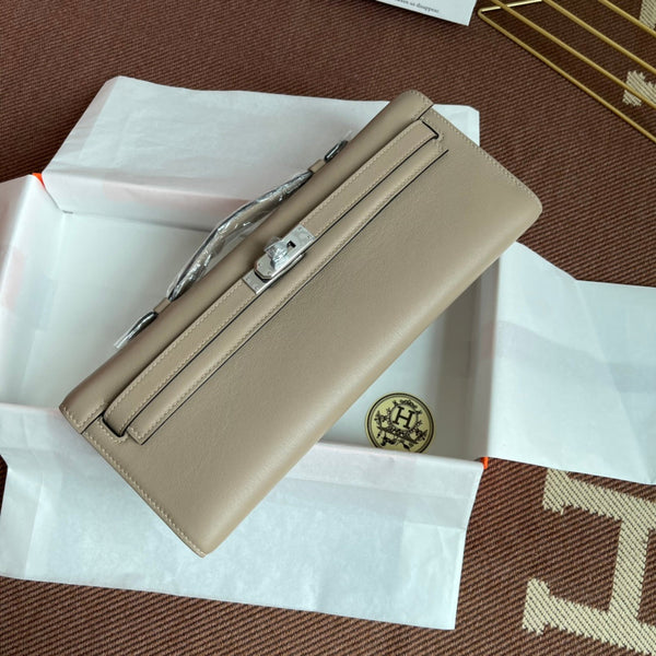 HM Kelly Cut 31cm Light Grey Swift Leather Shw