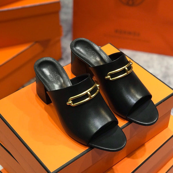 CAMILLA MULE 65 NERO IN PELLE DI VITELLO