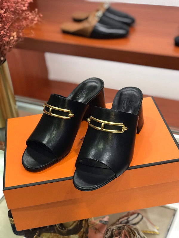 CAMILLA MULE 65 NERO IN PELLE DI VITELLO