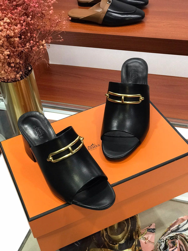 CAMILLA MULE 65 NERO IN PELLE DI VITELLO