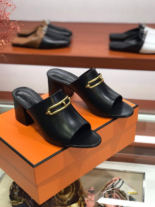 CAMILLA MULE 65 NERO IN PELLE DI VITELLO