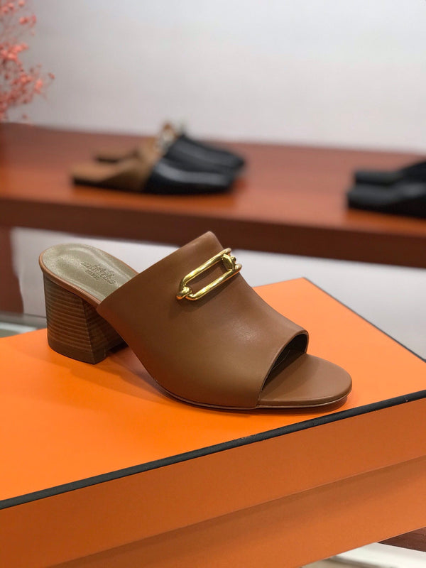 CAMILLA MULE 65 CARAMELLO IN PELLE DI VITELLO