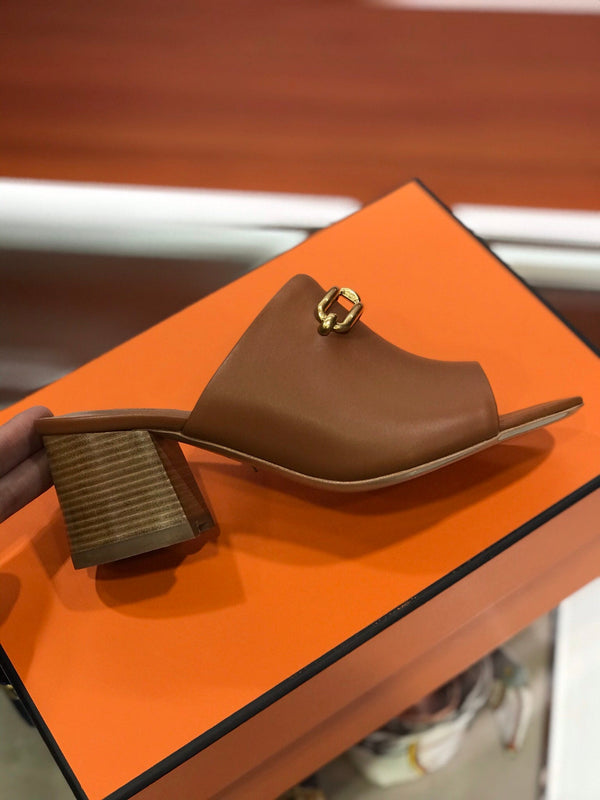 CAMILLA MULE 65 CARAMELLO IN PELLE DI VITELLO