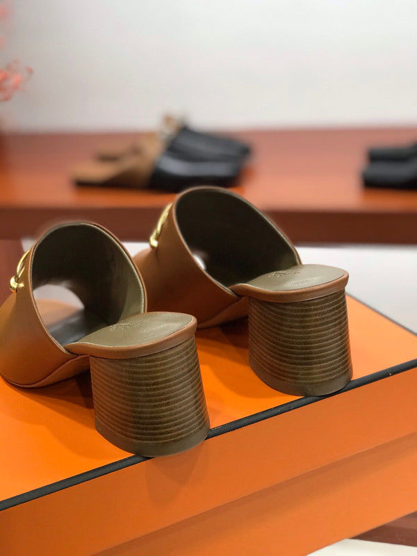 CAMILLA MULE 65 CARAMELLO IN PELLE DI VITELLO