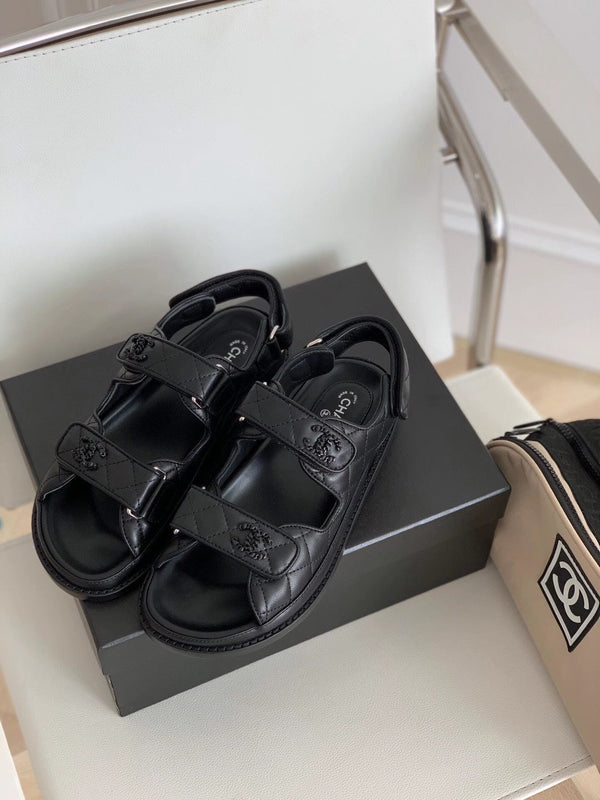 CC Dad Sandal All Black Calfskin