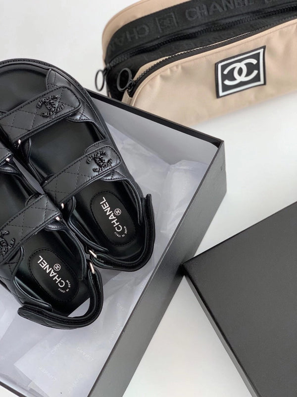 CC Dad Sandal All Black Calfskin