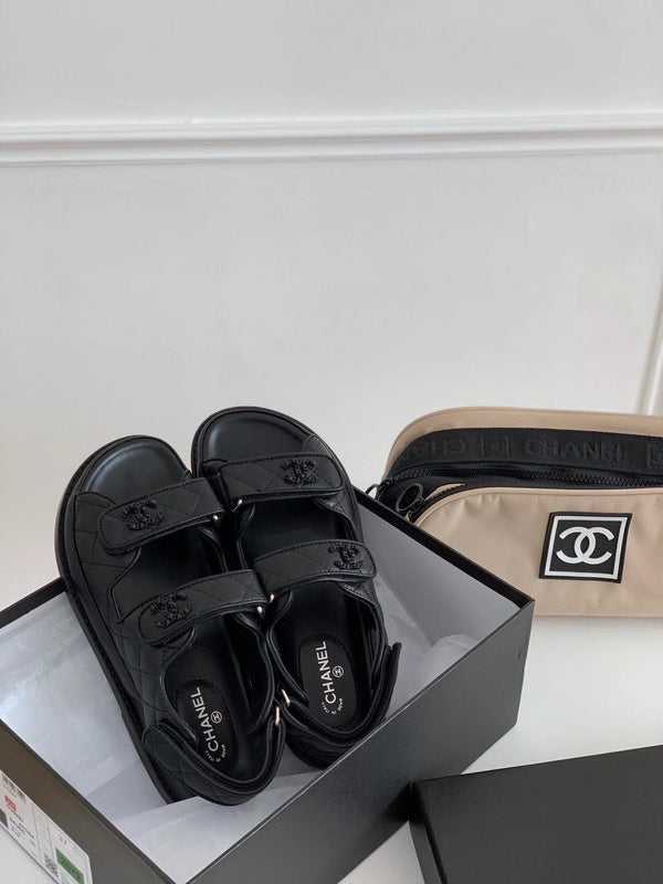 CC Dad Sandal All Black Calfskin