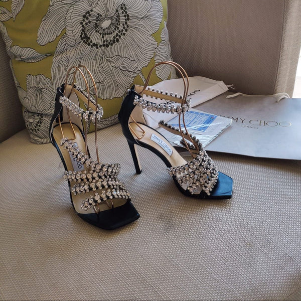 Jimmy 25 Josefine 100mm Sandals Black Calfskin 240072