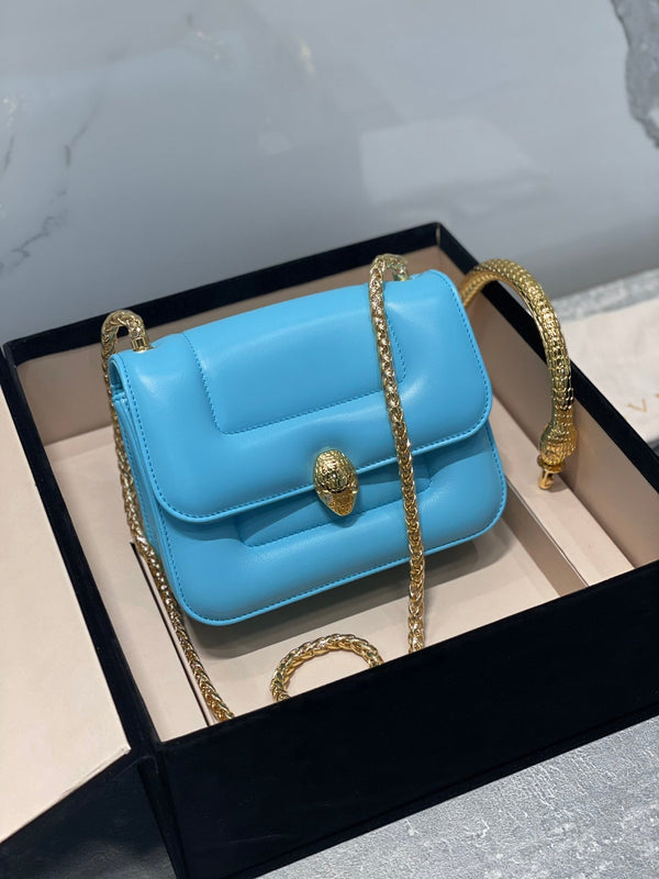 BVL Serpenti Mary Katrantzou Top Handle 19cm Sky Blue Lambskin GHW 188688