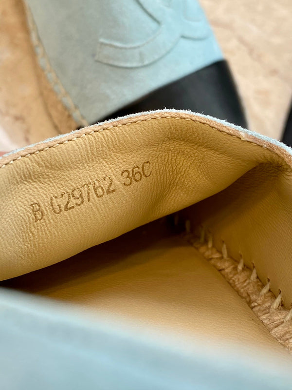 espadrillas in pelle di agnello nera scamosciata blu nuvola