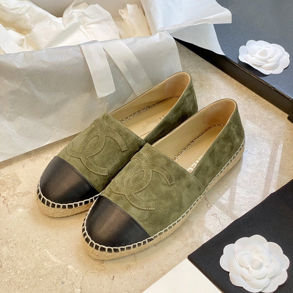 espadrilles khaki suede black lambskin