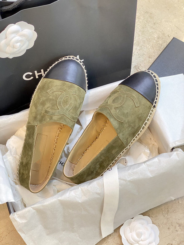 espadrilles khaki suede black lambskin