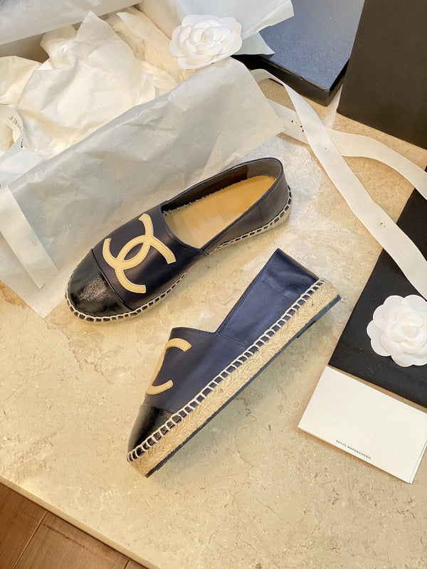 espadrilles dark blue black lambskin