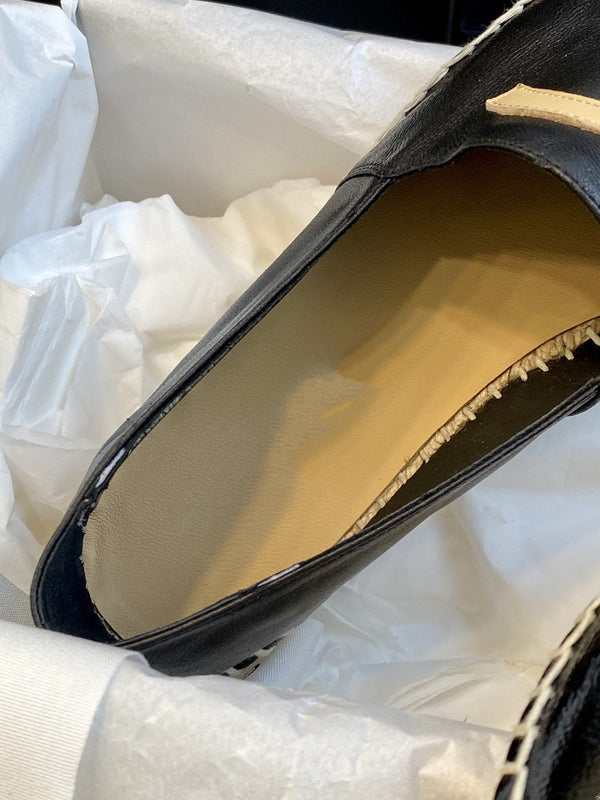 espadrillas in pelle di agnello nera