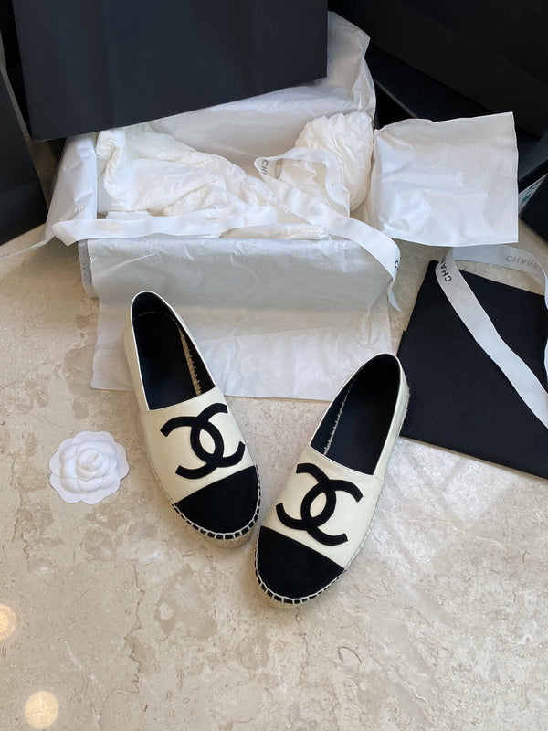 espadrilles white lambskin black velvet
