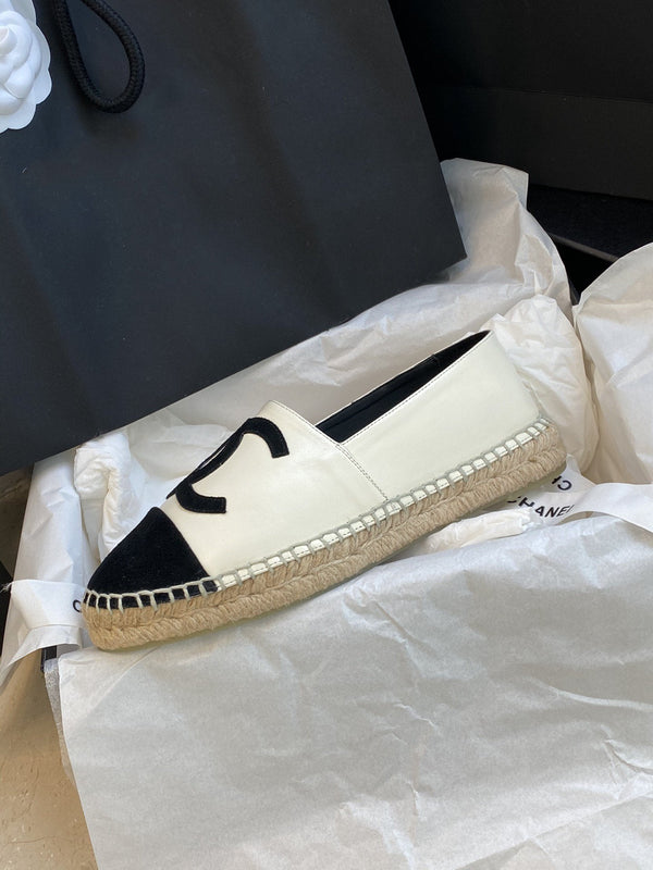 espadrilles white lambskin black velvet