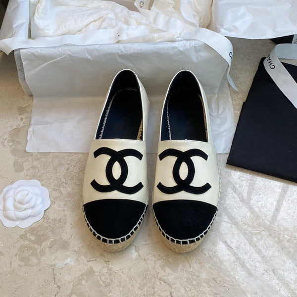 espadrilles white lambskin black velvet