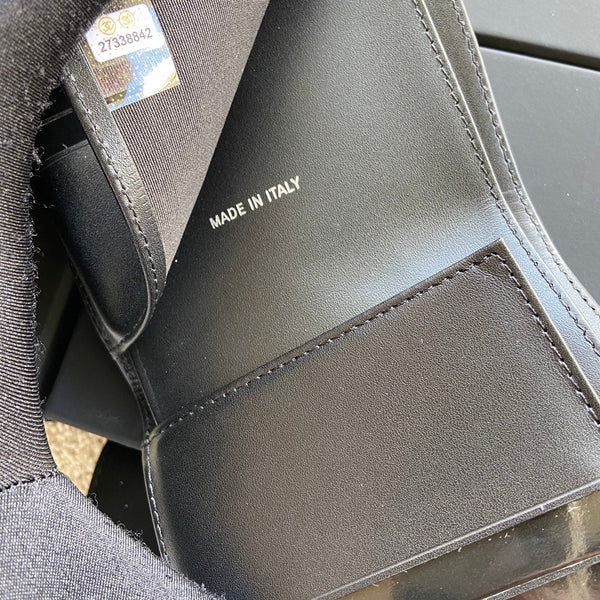 CC Boy Small Flap Wallet Black Sheepskin Sliver Steel 156526