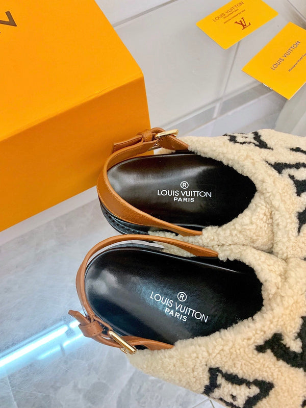 Sandalo LV Paseo Flat Comfort in pile beige nero