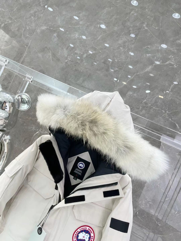 C. Goose Bomber Jacket White Polyester 0032