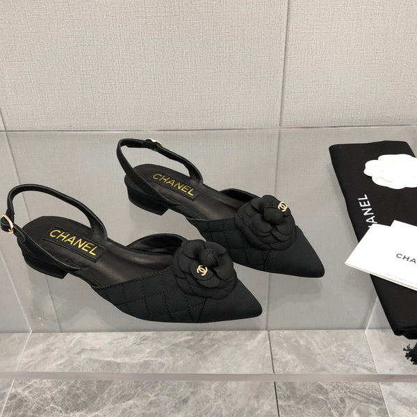 CC 25C 2CM Slingback Flats Tessuto Nero 213238