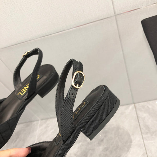 CC 25C 2CM Slingback Flats Tessuto Nero 213238