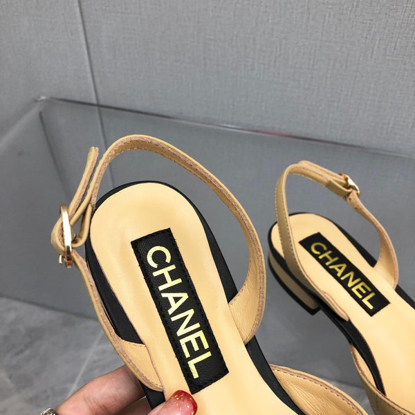 CC 25C 2CM Slingback Flats in pelle giallo cuoio 213239