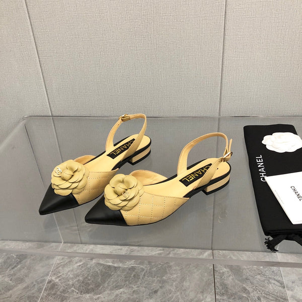 CC 25C 2CM Slingback Flats in pelle giallo cuoio 213239