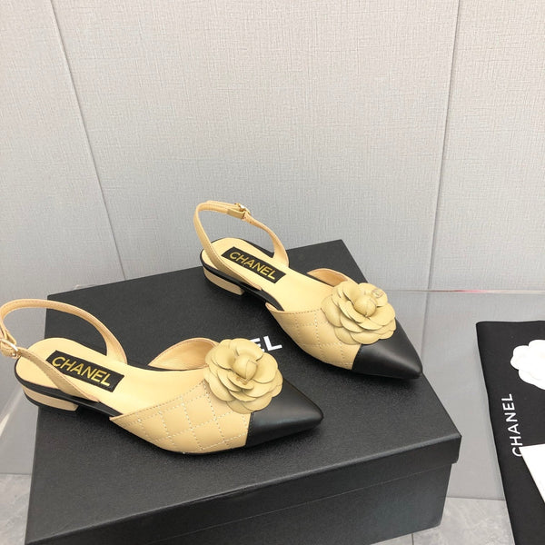 CC 25C 2CM Slingback Flats in pelle giallo cuoio 213239