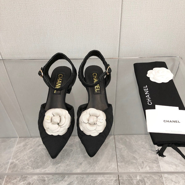 CC 25C 5CM Slingback Ballerine Tessuto Nero Bianco 213240