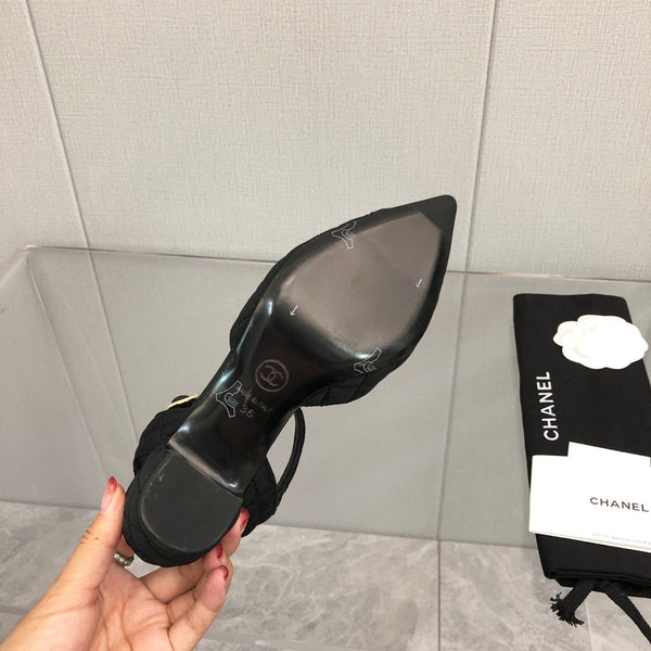 CC 25C 5CM Slingback Ballerine Tessuto Nero Bianco 213240