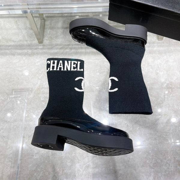 CC Short Boots 45mm Black Stretch Wool And Cowhide