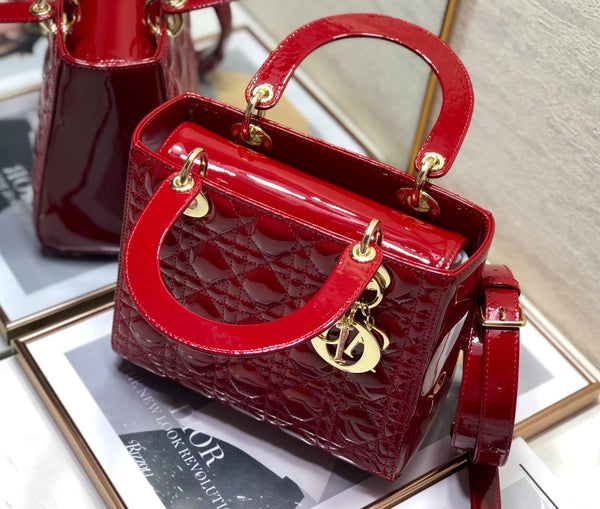 medium lady 24 dark red patent calfskin