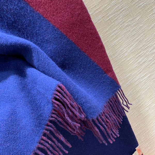 Scarf 200 CM In Dark Blue Mix Purple Red Cashmere And Silk