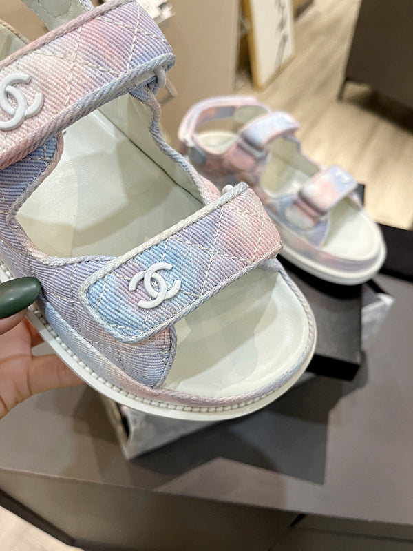 CC Dad Sandal Multicolor Denim Cream Calfskin