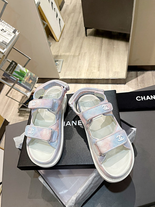 CC Dad Sandal Multicolor Denim Cream Calfskin